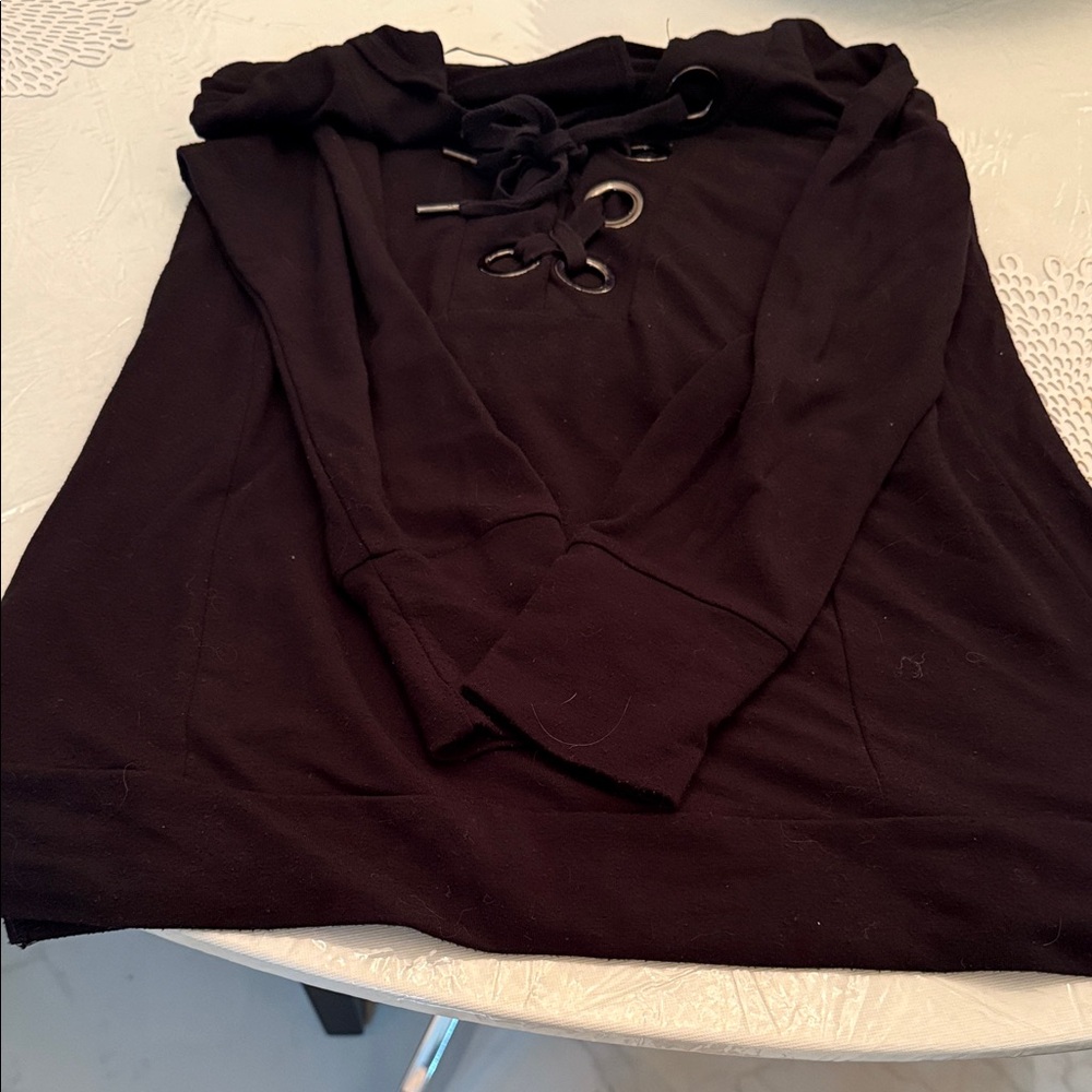 Cable & Gauge Black Lace-Up Sweatshirt